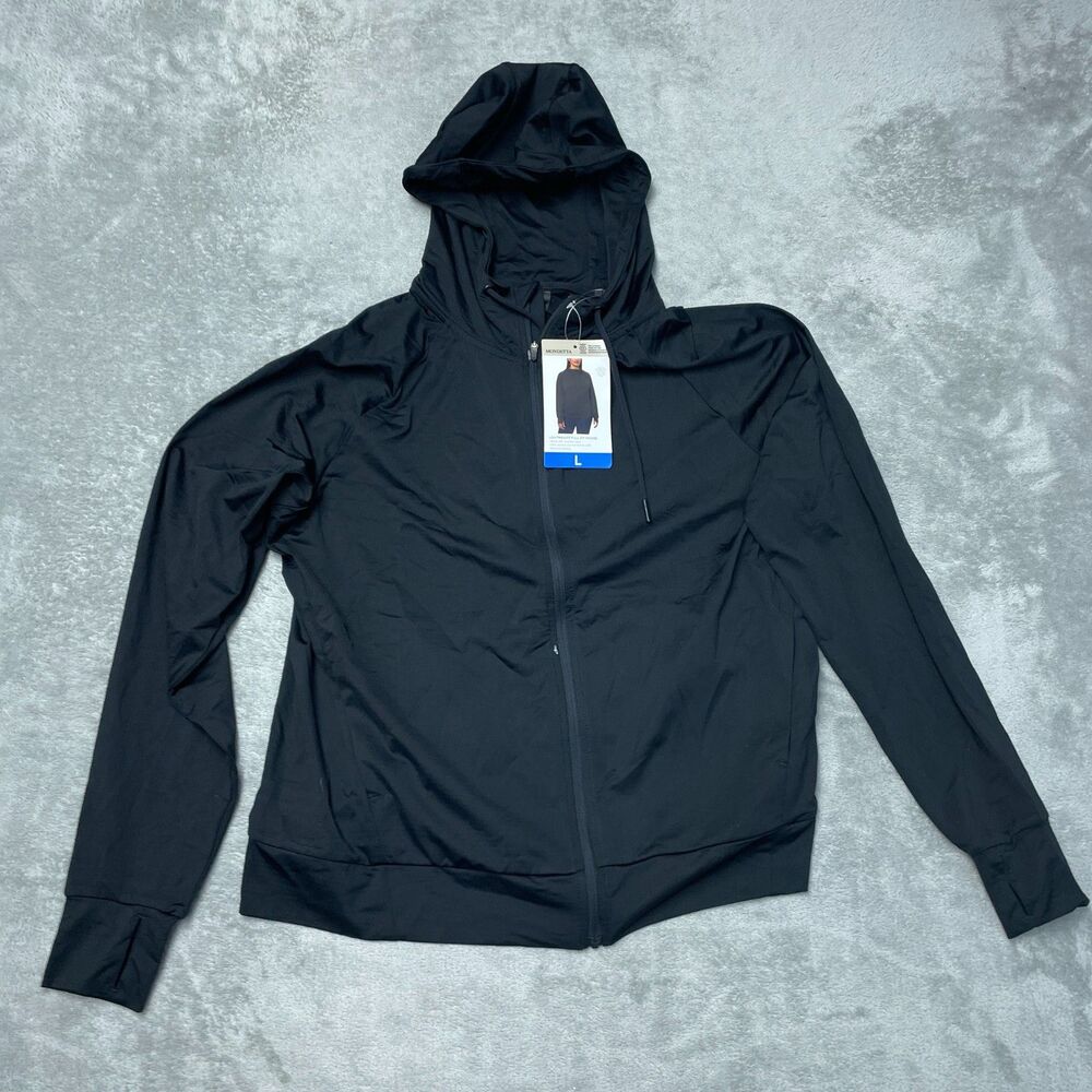 Mondetta Women's L Full Zip Hoodie Black Recycled Nylon H0981